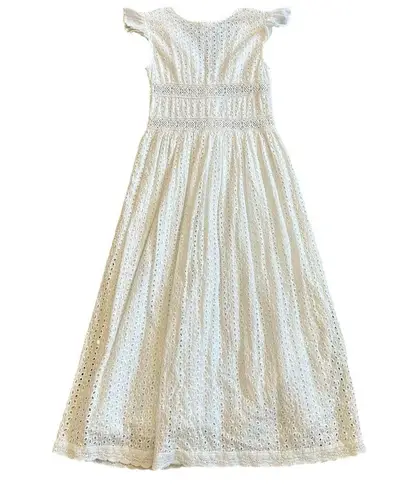Raga Anthropologie Aviana WHite Eyelet Dress Maxi Cotton Size XS Women's NWOT