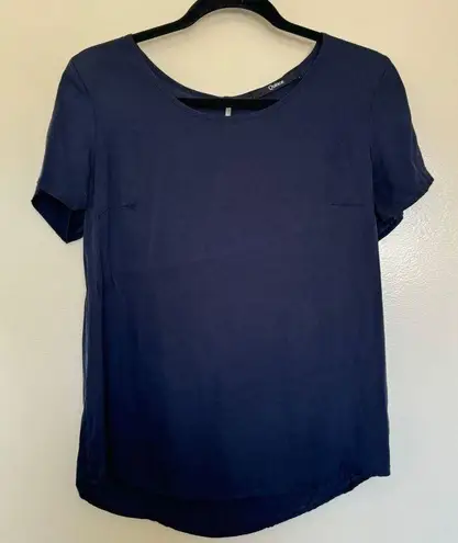 Quince Washable Stretch Silk Tee in Navy Size Small