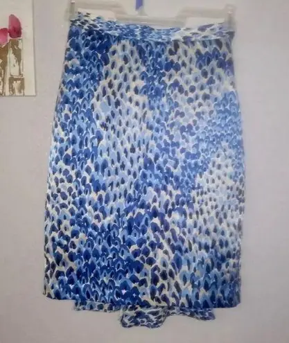 Tibi New York 100% silk blue cheetah print office skirt