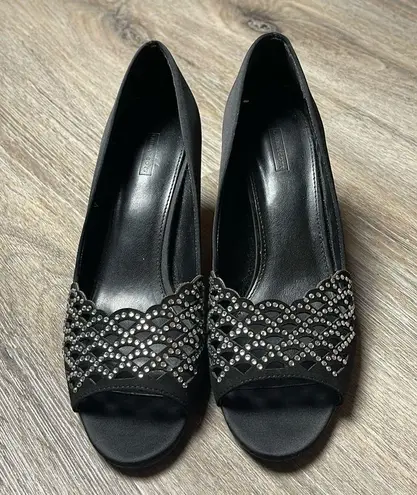 Laura Scott Karlotta Peep-toe Rhinestone Heels Size 8 Medium