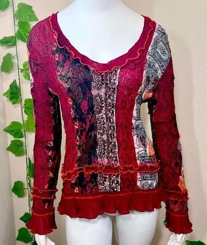 Alberto Makali Multi-print Floral Ruffle Blouse