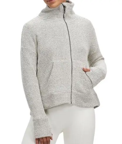 Sweaty Betty  Restful Boucle Zip Through Sweater Jacket Gray