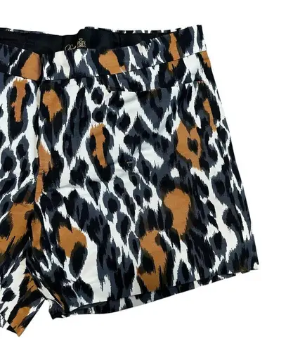 Drawer Lame Designer Animal Print Shorts Size 38 (US 8) Leopard Print Brown