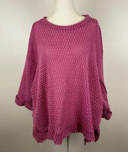 Umgee  Crochet Knit Pink Sweater‎ Size Large Oversized Flowy Boho