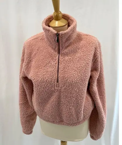 DYI Tranquil 1/2 Zip Fuzzy Fleece Pullover in Blush