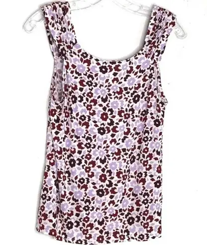 14th & Union Shirred Shoulder Tank Top Floral Tee