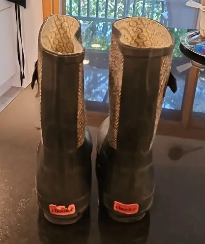 Chooka ππ Classic Mid Calf Racer Rain Boots ~ Herringbone Print Size 9