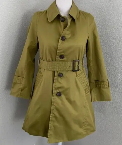 Ropé Picnic Green Belted Trench Coat Size 38/Small Green