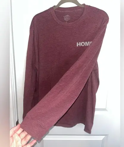 Home Free Maroon Crewneck Texas Shaped State Cotton Comfy Long Sleeve Top Sz XL Red