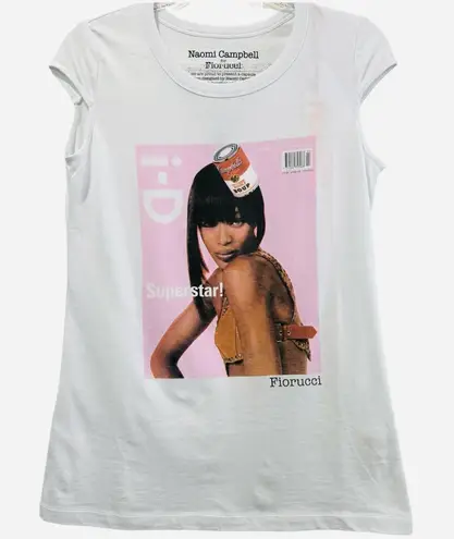Fiorucci NWT Naomi Campbell Soup Can White Cotton Graphic Tee Shirt Small $128