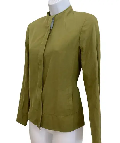 Lafayette 148 NY Olive Green Full Zip Front Collarless Blazer Jacket