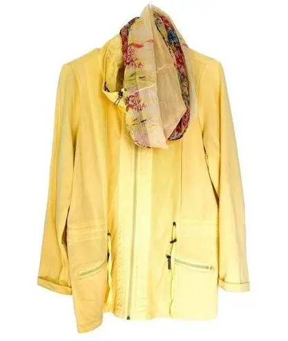 Bonita Basic Susi Yellow Activewear Jacket with Floral Scarf Size Large