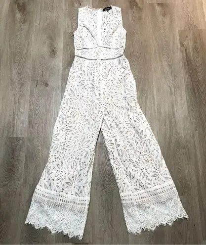 Lulus  Amora White Lace Jumpsuit Bridal Bride Bachelorette Wedding Small