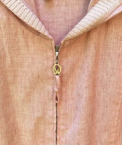 St. John  Sport Linen zip-up hooded light pink textured woven knit trim Jacket S - Image 3