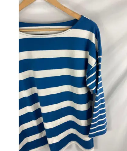 LL Bean Womans Heritage Mariner Striped Top Size Medium Blue