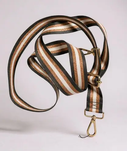 Adjustable Sparkle Glitter Stripe Guitar Bag Purse Strap Gold Tone Hardware Black