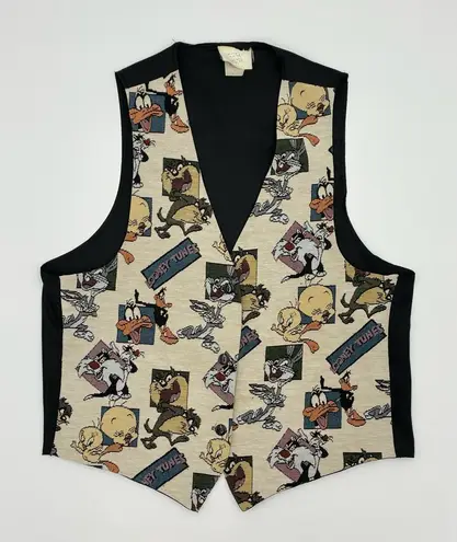 Vintage Looney Tunes Tapestry Vest 1996 Cartoon Tweety Bird Daffy Duck Retro Size undefined