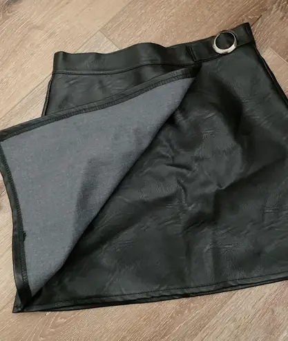 Women Sheepskin shorts autumn Leather skirt Black Size M