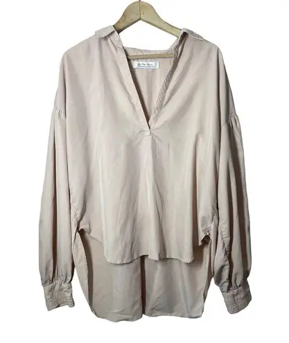 Free People We the Free Pink Blouse Collar V-neck Medium  Love Until Tomorrow