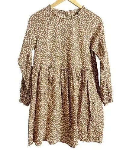 Rylee + Cru Janie Ditsy Floral Print Brown Long Sleeve Dress Size Small