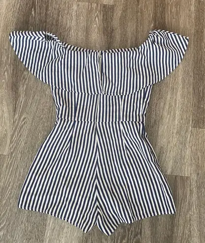 Sugar and L!ps Womens (Sugar Lips) Blue/White Stripe Romper - XS