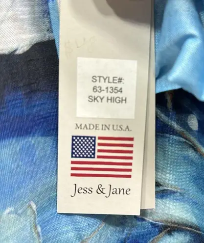 Jess & Jane Lightweight Blue Floral and Dragonfly Tunic Size Medium