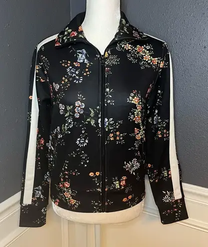 AFRM Floral Track Jacket with Racing Stripe Black Size XS