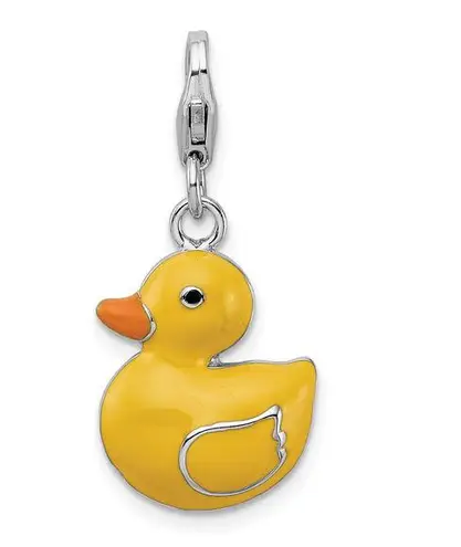 Sterling Silver Amore La Vita Enameled 3-D Duck Charm