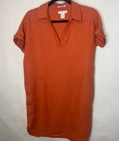 H by Halston Halston Orange Linen Dress Sz XS Shift