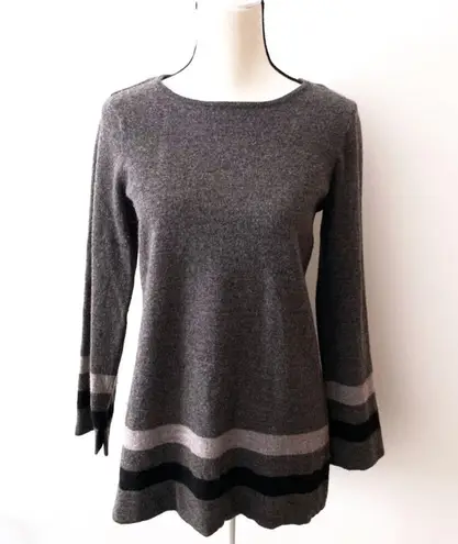 Susan Bristol Merino Wool Sweater Tunic Grey Black