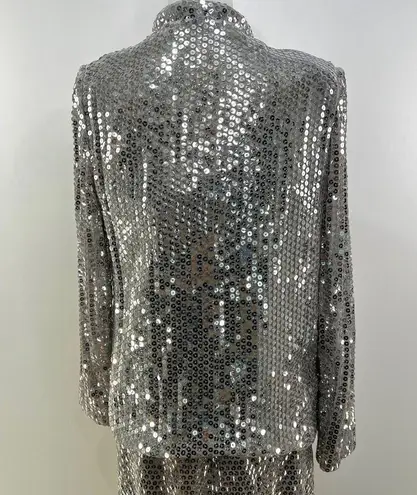 Vintage 80/90s Miss Bergdorf Sequins Mini Dress Set Silver