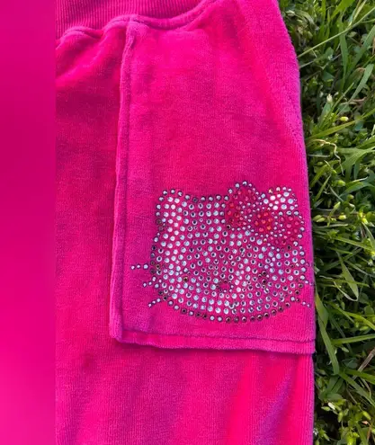 Hello Kitty Pink Velour Sweatpants with rhinestone Logo.