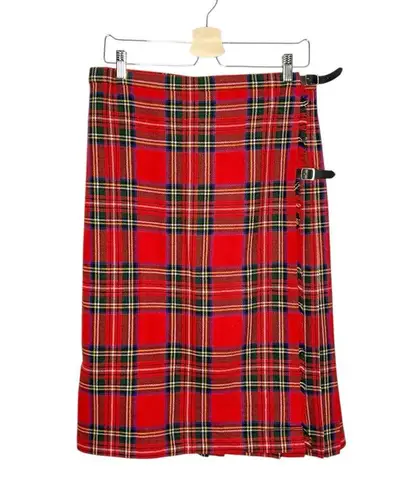 Vintage Moffat Weavers Wool Blend Royal Stewart Tartan Plaid Kilt Skirt Red Size 8