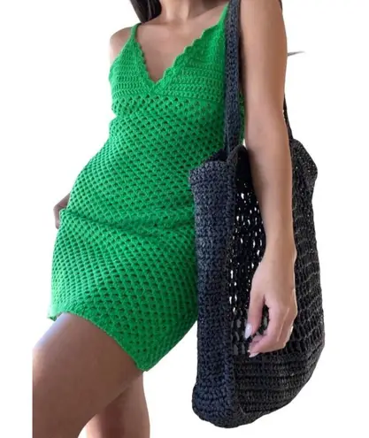 Et Clet Crochet Sleeveless V-Neck Mini Dress Green Size Small NWT