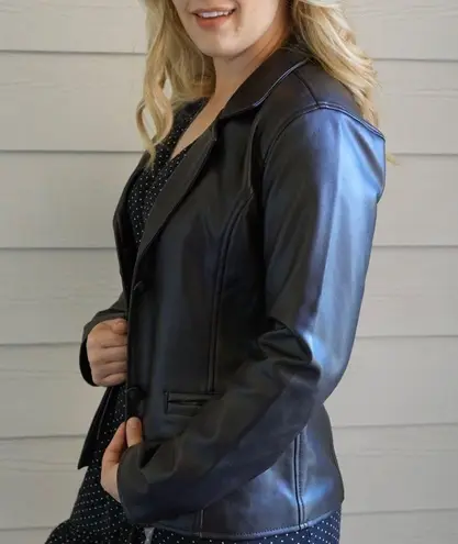 A G Milano 90's Y2K Button Front Italian Faux Leather Brown Blazer Jacket Sz M Size M