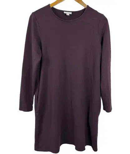 Pure Jill Burgandy Pima Cotton Modal Spandex Shift Dress Pockets Size Small