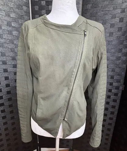 Cupcakes & Cashmere Moto Jacket Women's M Asymmetrical Suede Olive Green Casual Size M