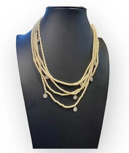 Monet  Pearl Style Beaded Rhinestone Multilayer Necklace