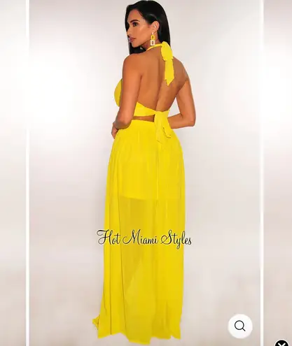 Hot Miami Styles Yellow Cut Out Dress