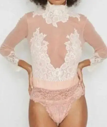 We Are HAH Bow Reversible Bodysuit NWT in Copper Rose Combo Size Medium