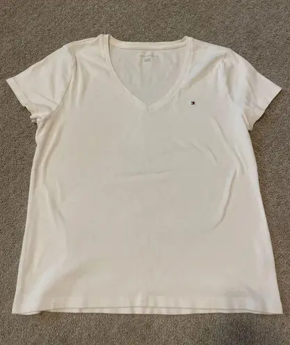 Tommy Hilfiger  White V-Neck Short Sleeve Top XL