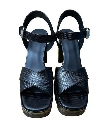 The Kooples Women’s Sz EU 38 US 7 Black Ankle Strap High Heel Leather Sandals