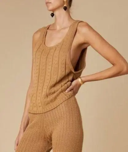 Savannah Morrow Casey Top Oversized Sweater Knit Tank in Almond Size Medium NWT Tan