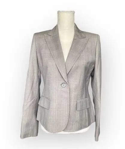 Anne Klein  Women's Gray Wool Blend One-Button Blazer Size 6 Tailored Long Sleeve