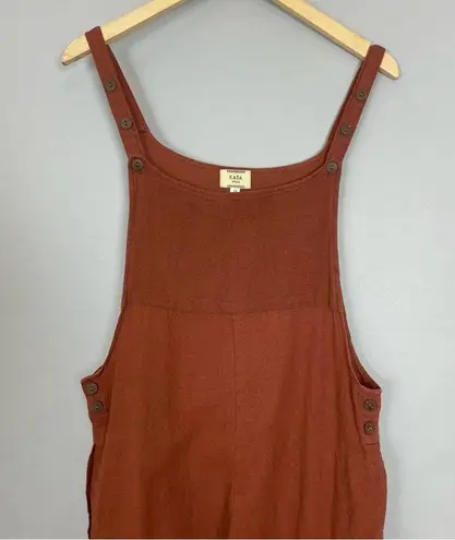 Overalls Slouchy Kaya Wear Relaxed Fit Brown Women Sz Medium Rolled Cuff Cotton