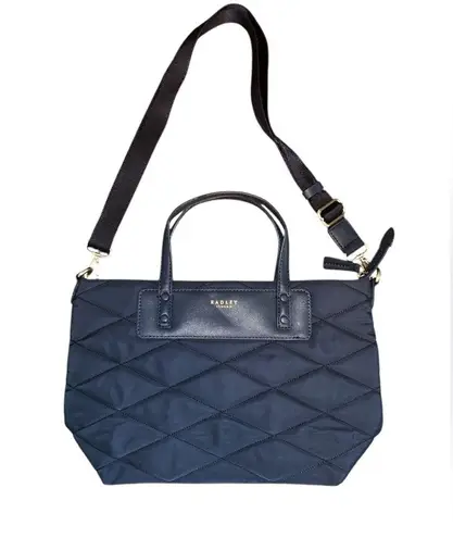 Radley London Blue Quilted Tote with Silver Accents