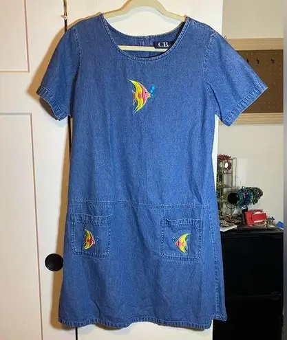 CB Casual Fish Denim Dress Medium EUC Vintage Blue