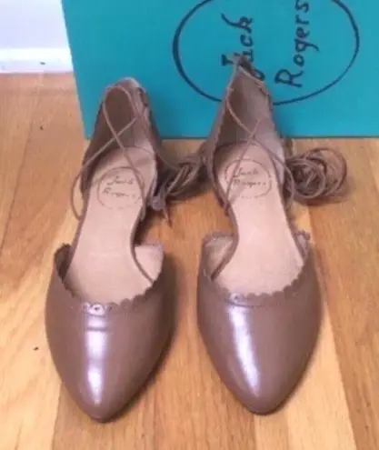 Jack Rogers Leather d’Orsay Ankle Tie Flats