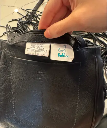 Kobler Leather Fringe Purse Black