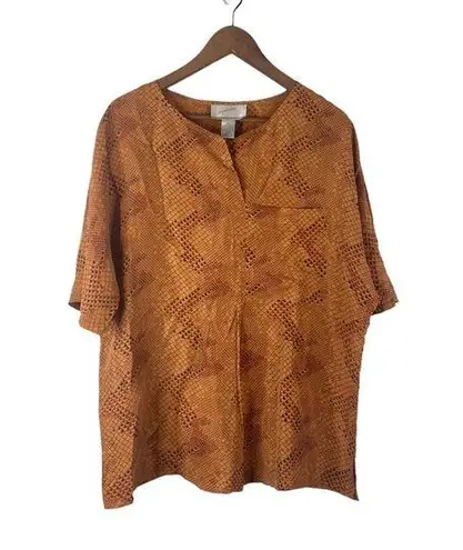 Jacqueline Ferrar Vintage Snake Print 100% Silk Top Size L